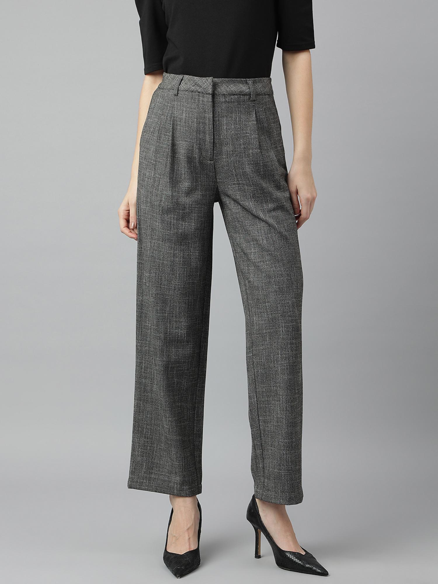 latin quarters Women Black Solid High Rise Casual Pant-picture-14