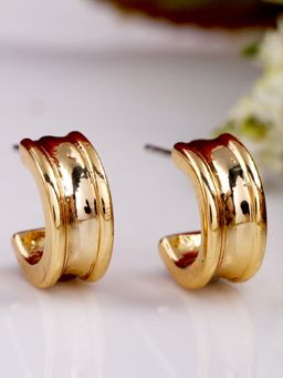 Estele - Gold Plated Plain Hoop Stud Earrings for Women