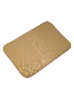 Black Gold - Premium Velvet Leaf Design Anti-Slip Floor Mat Beige