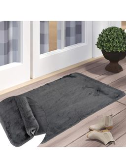 Black Gold - Galaxy Rabbit Fur Eco-Friendly Ultra Soft Faux Plush Floor Mat Grey (Pack of 3)
