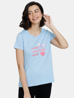 Zivame - Looney Tunes Knit Cotton Top - Blue Bell