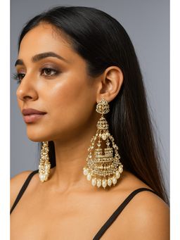 Zoey - White Women Gold Toned Traditional Earrings