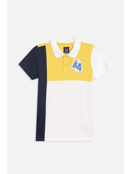 Allen Solly - Boys Yellow Regular Fit Colorblock Polo Neck T-Shirt