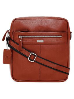 WILDHORN - Classic Genuine Leather Tan Solid Sling Bag for Men