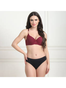 PrettyCat - Lightly Padded T-shirt Bra Panty With Chain Strap Set of 2