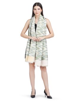 Stole & Yarn - Zari Ikat Diamond Weave Stole - Pink - 381