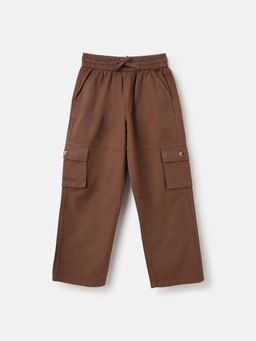 Blue Giraffe - Boys Brown Solid Overdyed Cargo Trouser