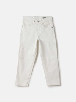 Blue Giraffe - Boys White Solid Stretchable Jeans