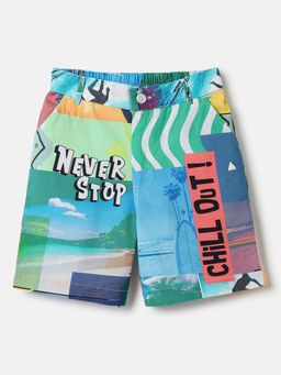 Blue Giraffe - Boys Tropical Print Shorts