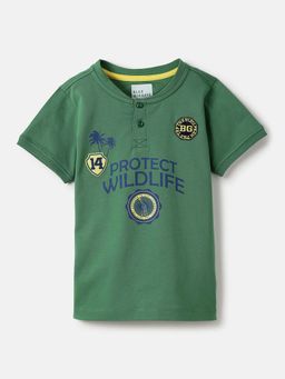 Blue Giraffe - Boys Green Graphic Placement Print T-shirt