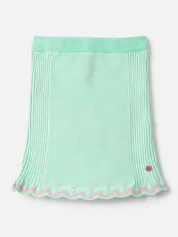 Blue Giraffe - Girls Green Textured Knit A-Line Skirt