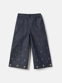 Blue Giraffe - Girls Stitch Embroidered Trousers