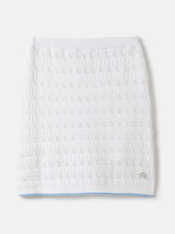 Blue Giraffe - Girls White Textured Stretchable Skirt