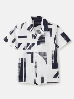Antony Morato - Boys Navy Blue Abstract Straight Fit All Over Print Shirt