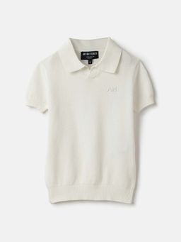 Antony Morato - Boys White Textured Stretchable Polo T-shirt