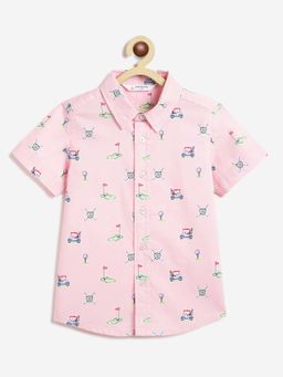 Campana - Pink Woven Mini Golf Printed Shirt