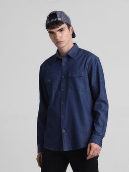 Jack & Jones - Men Blue Solid Regular Fit Shirt