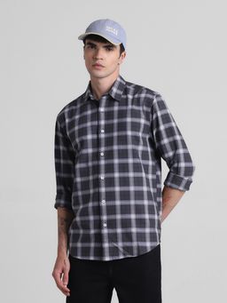 Jack & Jones - Men Dark Grey Checks Regular Fit Shirt