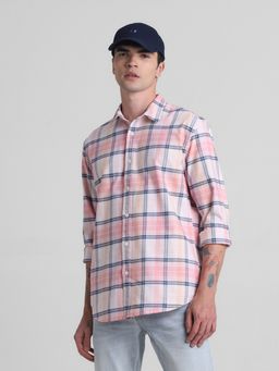 Jack & Jones - Men Pink Checks Regular Fit Shirt