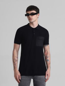 Jack & Jones - Men Black Slim Fit Polo T-Shirt