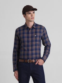 Jack & Jones - Men Navy Blue Checks Regular Fit Shirt
