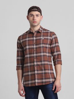 Jack & Jones - Men Brown Checks Regular Fit Shirt