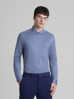 Jack & Jones - Men Blue Printed Slim Fit Shirt