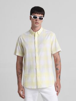 Jack & Jones - Men Yellow Textured Regular Fit Shirt