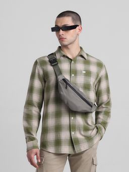 Jack & Jones - Men Olive Green Checks Regular Fit Shirt