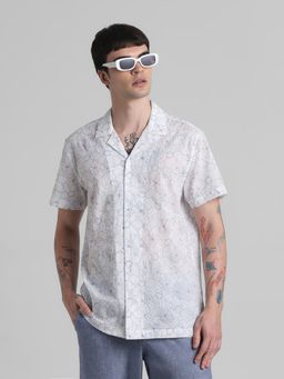 Jack & Jones - Men Off White Floral Print Regular Fit Shirt
