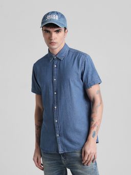 Jack & Jones - Men Blue Solid Regular Fit Shirt
