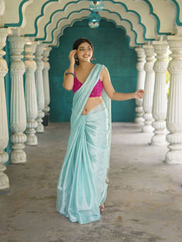 Ethnic Elements - Mermaid Mul Cotton Tissue Saree Without Blouse