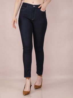CRIMSOUNE CLUB - Womens Navy Blue Skinny Mid Waist Jeans