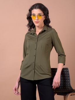 CRIMSOUNE CLUB - Women Olive Shirt