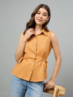 Style Quotient - Women Solid Cotton Mustard Top