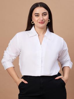 Style Quotient - Plus Womens White Polycotton Shirt