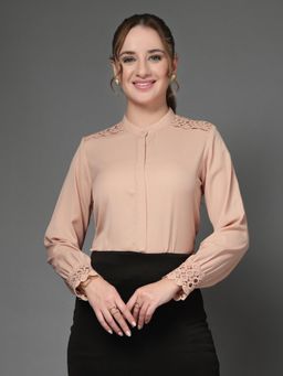 Style Quotient - Women Solid Nude Polyester Formal Shirt