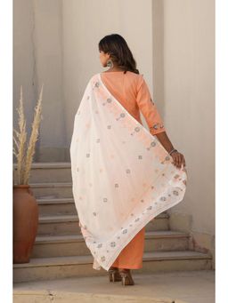 Gahan - Women Floral Cotton Kurta and Pant with Dupatta - Orange