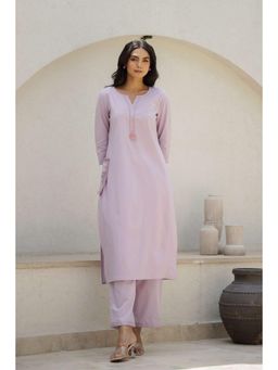 Gahan - Women Embroidered Cotton Kurta and Pant - Purple