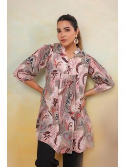 Gahan - Women Printed Cotton Tunic - Peach