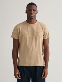 GANT - Men Beige Tonal Archive Shield T-Shirt