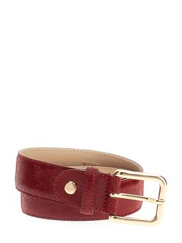 Guess - Women Red Leather Textured Belt (L)