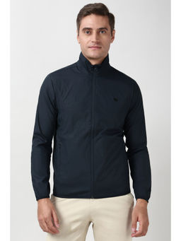 Peter England - Men Navy Textured Casual Jacket