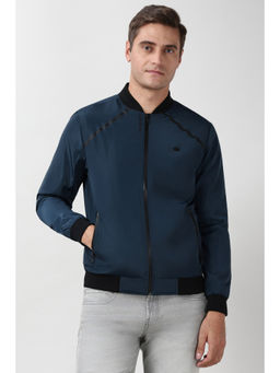 Peter England - Men Navy Blue Solid Casual Jacket