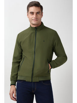 Peter England - Men Olive Solid Casual Jacket