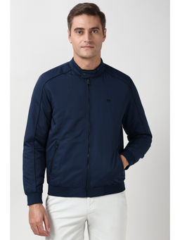 Peter England - Men Solid Navy Blue & Wine Reversible Casual Jacket