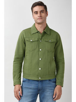 Peter England - Men Green Solid Casual Jacket
