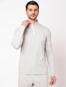 ROOKIES - Grey Elite Luxe Cotton Slim Fit Athleisure High Neck Full Sleeves Jacket