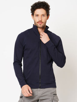 ROOKIES - Navy Blue Trendy Full Sleeve Athleisure Jacket