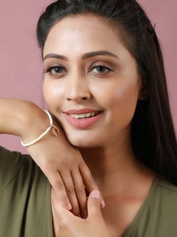 Priyaasi - Artificial Stone Rose Gold Plated Link Bracelet Set of 3